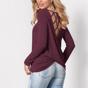 Venus long sleeve strappy back top